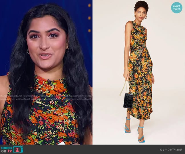 Atlein Sleeveless Ruched Dress worn by Reena Roy on Good Morning America