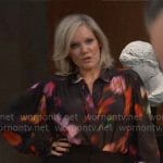 Ava’s black blurred floral blouse on General Hospital