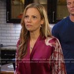 Ava’s wine red floral robe on Days of our Lives