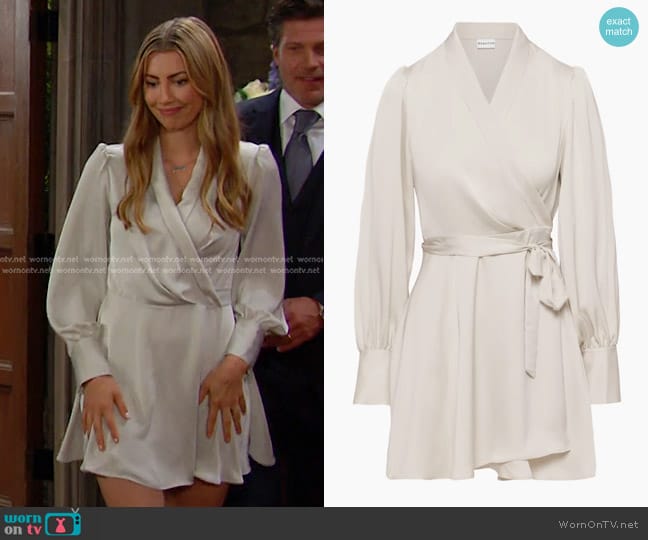 Babaton Hyde Mini Dress in Matte Pearl worn by Sloan Peterson (Natasha Hall) on Days of our Lives