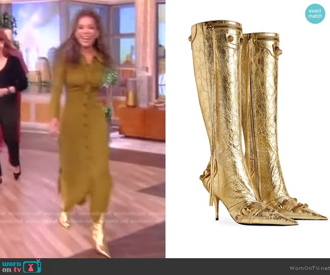 Balenciaga Cagole 90MM Metallized Boots worn by Sunny Hostin on The View