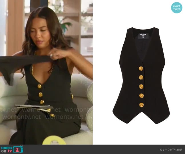 Balmain Rose Button Vest worn by Emma Grede on CBS Mornings