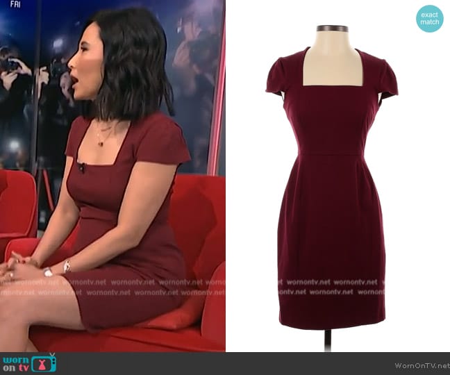 Banana Republic Maroon Dress worn by Vicky Nguyen on NBC News Daily