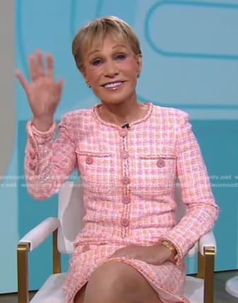 Barbara Corcoran's pink tweed dress on Good Morning America