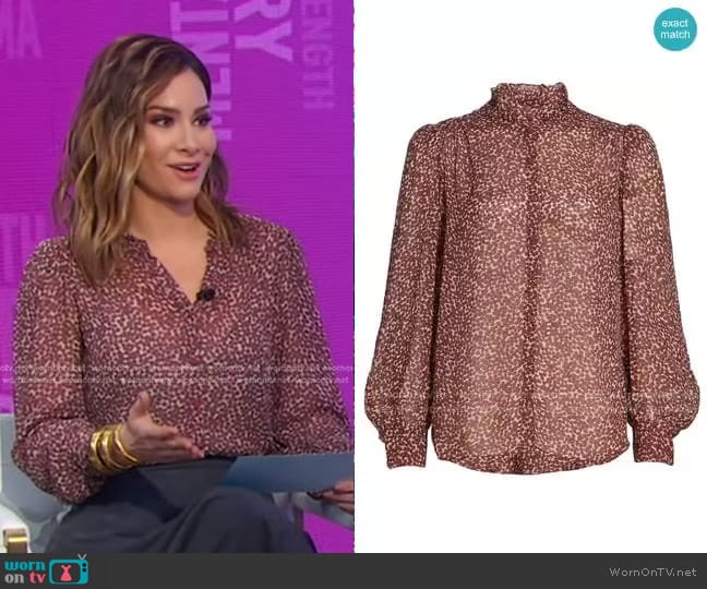 ba&sh Pabi Blouse worn by Rebecca Jarvis on Good Morning America