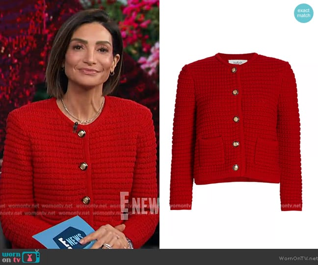 Ba&sh Gaspard Knit Cotton-Blend Cardigan worn by Courtney Lopez on E! News