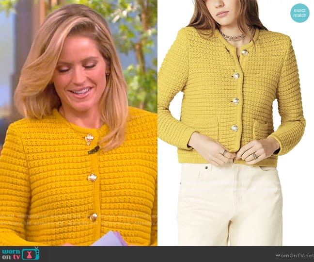 Ba&sh Gaspard Crewneck Cardigan Sweater worn by Sara Haines on The View