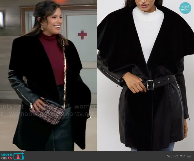 Bcbgmaxazria Aubrey Coat worn by Alison 'Blaze' Rogers (Jacqueline Grace Lopez) on General Hospital