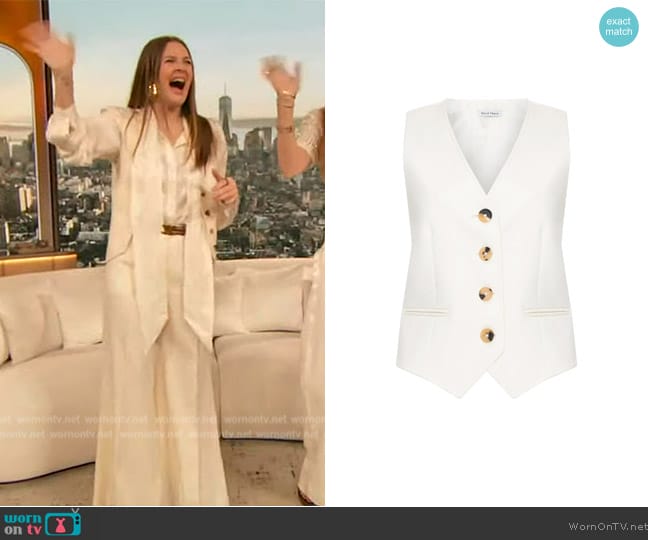 Bella Freud Cavalry Twill Chrissie Waistcoat worn by Drew Barrymore on The Drew Barrymore Show