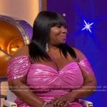 Bevy Smith’s pink lame gathered dress on Good Morning America