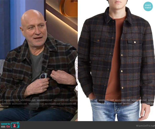 Billy Reid Mo Plaid Wool Blend Shirt Jacket worn by Tom Colicchio on The Kelly Clarkson Show