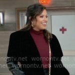 Blaze black coat with leather sleeves on General Hospital