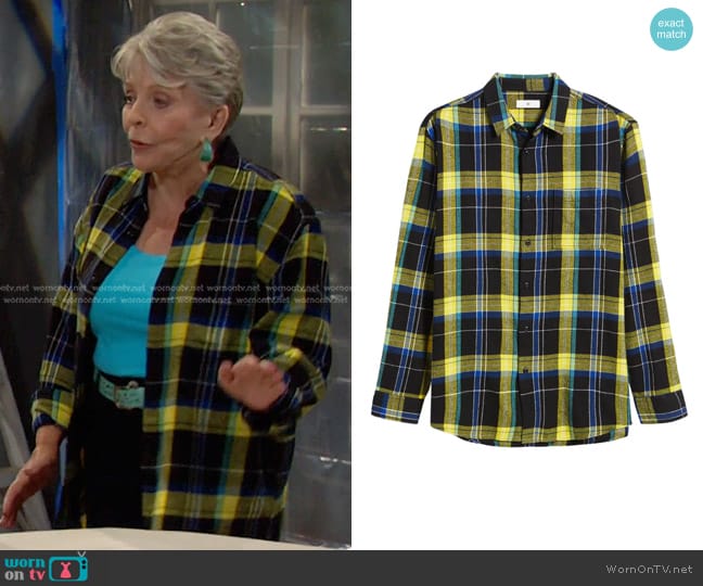 Bp. Plaid Flannel Button-Up Shirt worn by Julie Olson Williams (Susan Seaforth Hayes) on Days of our Lives