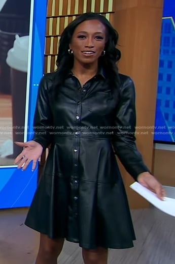 Brittany's black leather shirtdress on Good Morning America