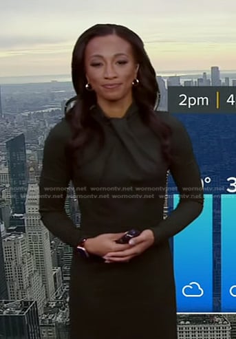 Brittany’s green twist neck dress on Good Morning America