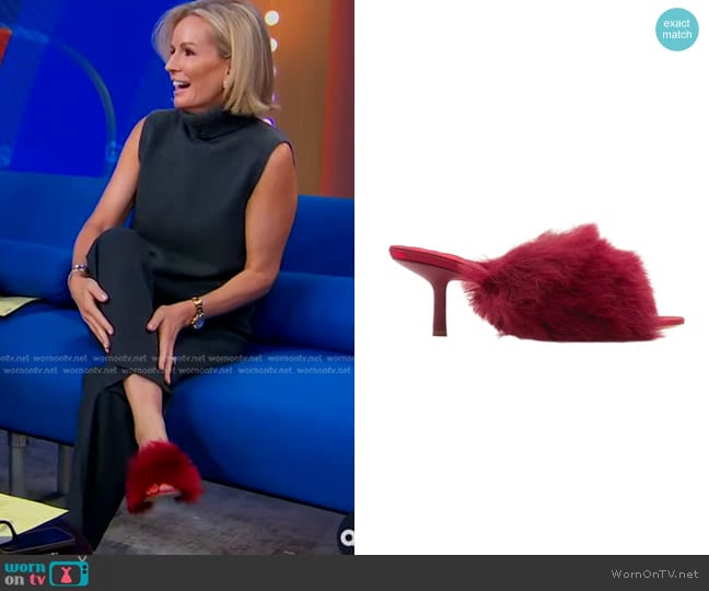 Burberry Minnie Genuine Shearling Slide Sandal in Ripple worn by Dr. Jennifer Ashton on Good Morning America