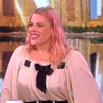 Busy Phillipps’ contrast tie blouse on The View