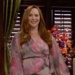 Cassie’s pink tie dye wrap blouse on The Young and the Restless