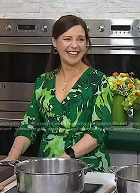 Catherine Fulvio's green print wrap dress on Today