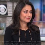 Dr Celine Gounder’s black top with slits on CBS Mornings