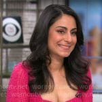 Dr Celine Gounder’s pink smocked dress on CBS Mornings