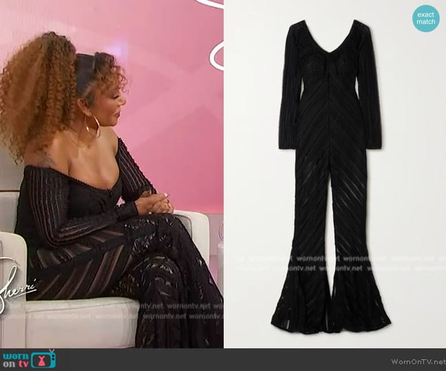 Charo Ruiz Zaray stretch-lace jumpsuit worn by Mel B on Sherri