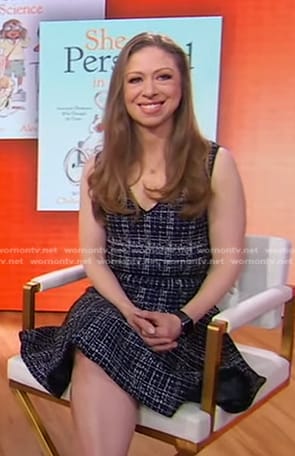 Chelsea Clinton's black tweed dress on Good Morning America