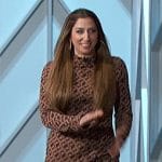 Chelsea Peretti’s brown geometric print top and pants on The Talk