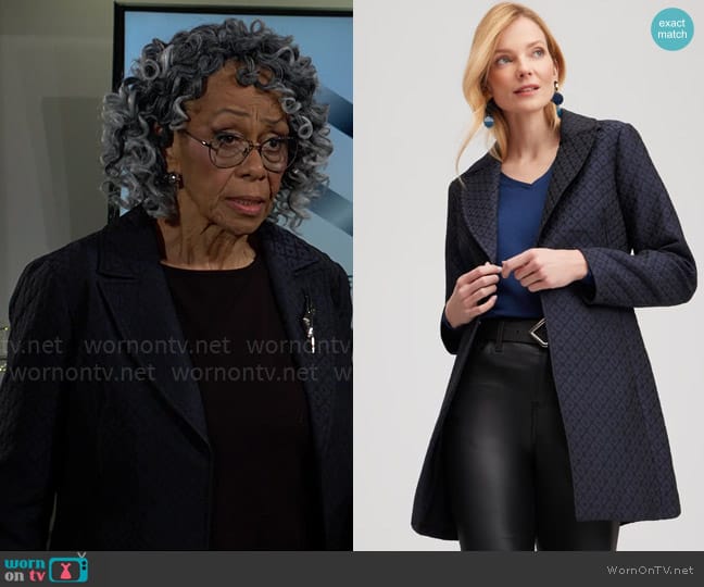 Chicos Jacquard Topper worn by Mamie Johnson (Veronica Redd) on The Young and the Restless