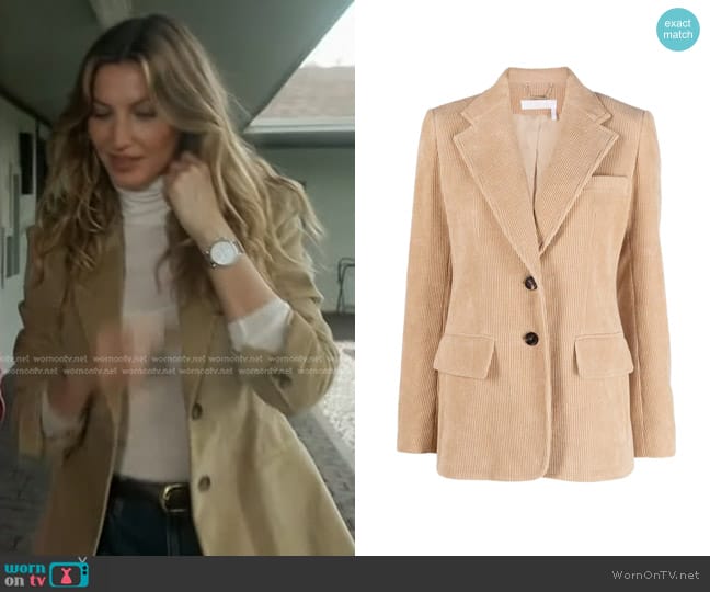 Chloe Single-Breasted Cotton Corduroy Blazer worn by Gisele Bundchen on Good Morning America