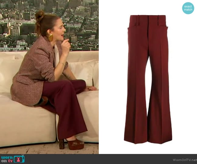 Chloe high-rise flared trousers worn by Drew Barrymore on The Drew Barrymore Show