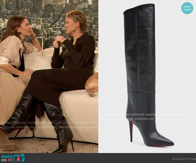 Christian Louboutin Astrilarge Pointed Toe Knee High Boot worn by Robin Wright on The Drew Barrymore Show