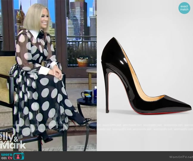 Christian Louboutin So Kate Patent Pointed-Toe Red Sole Pump worn by Jenny McCarthy on Live with Kelly and Mark