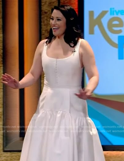 Chyler White’s white flare dress on Live with Kelly and Mark