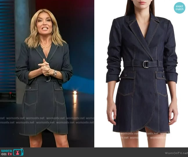 Cinq a Sept Jenessa Denim Blazer Minidress worn by Kit Hoover on Access Hollywood