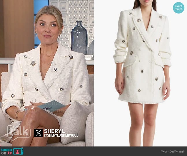 Cinq a Sept Joel Embellished Blazer Dress worn by Amanda Kloots on The Talk