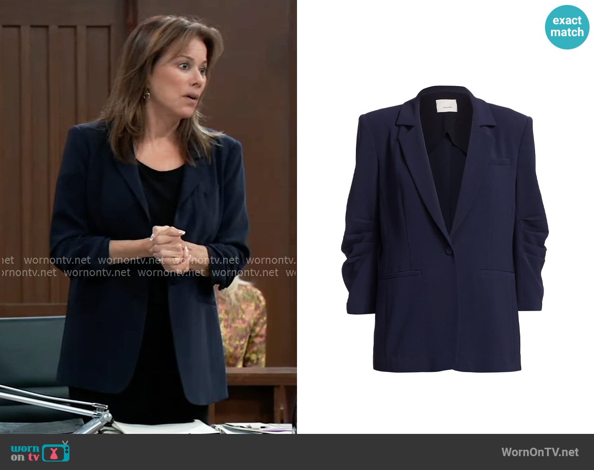 Cinq a Sept Khloe Blazer in Navy worn by Alexis Davis (Nancy Lee Grahn) on General Hospital