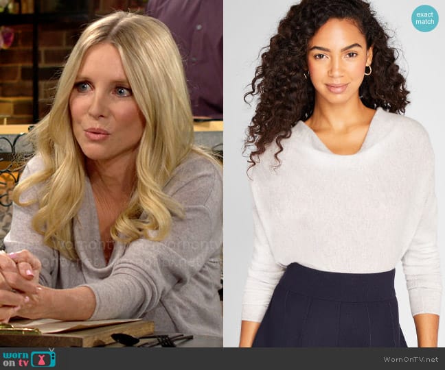 Club Monaco Cowl Neck Cashmere Sweater worn by Christine Blair Williams (Lauralee Bell) on The Young and the Restless