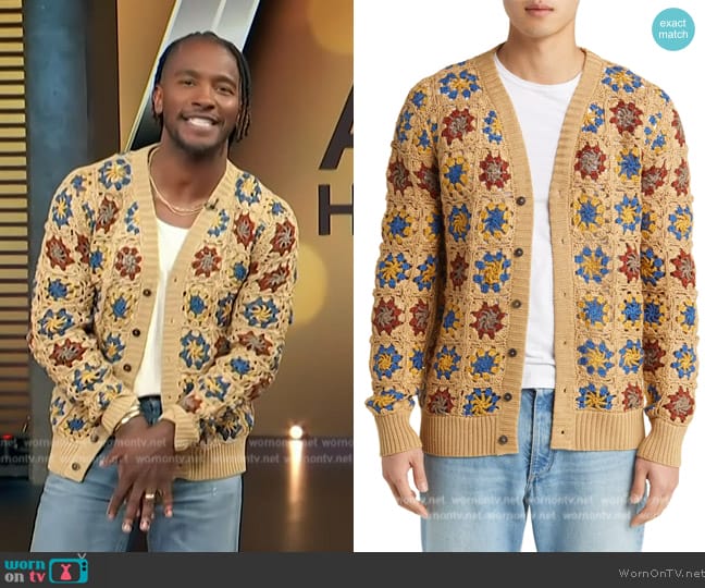 Corridor Floral Crochet Cardigan worn by Scott Evans on Access Hollywood