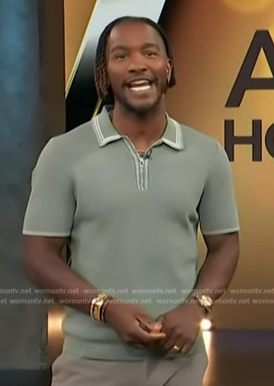 Scott's green stripe trim polo on Access Hollywood