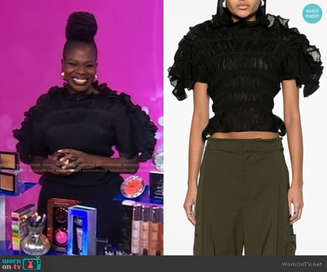 Cult Gaia Roslyn Ruffled T-Shirt worn by Danessa Myricks on Good Morning America