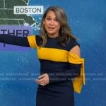 Ginger's navy and yellow cutout sheath dress on Good Morning America