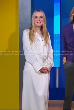 Dakota Fanning's white shirtdress on Good Morning America