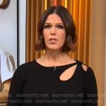 Dana Jacobson’s black cutout shoulder dress on CBS Saturday Morning