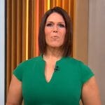 Dana Jacobson’s green split-neck sheath dress on CBS Mornings