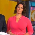 Dana Jacobson’s pink split-neck sheath dress on CBS Mornings