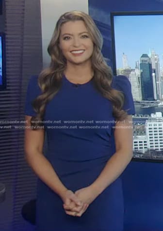 Dani's blue short sleeve gathered dress on Good Morning America