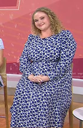 Danielle Macdonald's blue floral print dress on Today