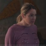 Davia’s purple eye print sweater on Good Trouble