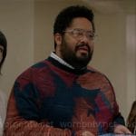 Dennis’ abstract multi color sweater on Not Dead Yet